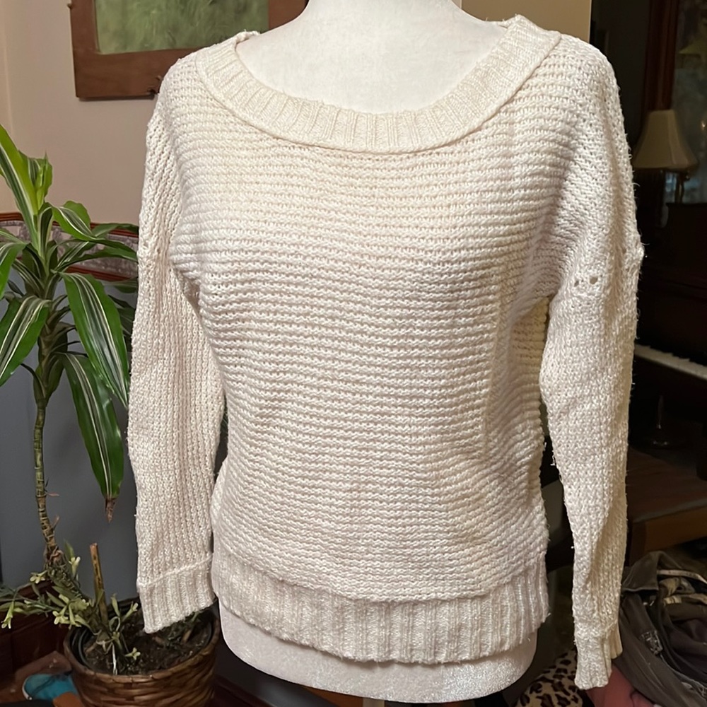 Aerie Knitted Cream Sweater Sz S